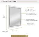 23x29 White Woodgrain Wall Mirror With Beveled Edge