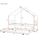 Twin Size Metal House Bed with Twin Size Trundle, White