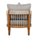[Set of 2] Acacia Wood Outdoor Club Chair with Handwoven Rope Accents & Curved Backrest - Water-Resistant Boho Patio Lounge Chair with Removable Cushions for Porch, Garden