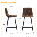 Techno-Fabric Bar Chair Set - Comfortable Brown Chairs with Black Metal Legs and Ergonomic Design