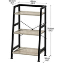 3-Tier Ladder Bookshelf With Steel Frame Greige Black