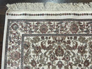 Small Turkish Silk Rug 2.6 x 4, Ivory, Allover Design, Bamboo Silk