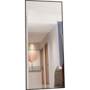 Tempered mirror 71" x 32" Tall Full Length Mirror with Stand, Black Wall Mounting Full Body Mirror, Metal Frame Full-Length Mirror for Living Room, Bedroom