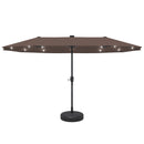 Ainfox 13ft Outdoor Patio Umbrella with Lights and Decorative Pattern Umbrella Base