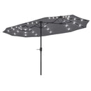 Ainfox 13ft Large Patio Umbrella with Solar Lights, Outdoor Double-Sided Rectangle Market Heavy Duty Umbrellas without Base