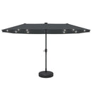 Ainfox 13ft Outdoor Patio Umbrella with Lights and Decorative Pattern Umbrella Base