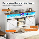 Farmhouse Queen Headboard with Storage and Charging Station