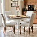 Beige Upholstered Parsons Chair With Nailhead Trim