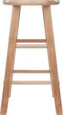 Two Piece 24 Inch Natural Finish Solid Wood Counter Stools