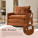 UNITED WE WIN Swivel Barrel Chair - Mid Century Modern Chair, Thick Padded Arm Chair with Solid Metal Base, Comfortable Single Sofa Chair, Swivel Accent Chair for Living Room Bedroom