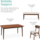 Walnut Rubberwood Dining Set With Upholstered Bench