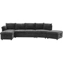 146.9" L-shaped Sofa Sectional Sofa Couch Pull-out Sofa Bed with a Movable Storage Ottoman, a Storage Chaise Lounge and Two USB Ports for Living Room, Grey