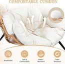 Beige Wicker Egg Chair With Cushion Outdoor Lounge