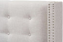 Modern Greyish Beige Winged Tufted Fabric Queen Headboard