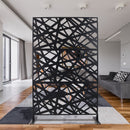 Outdoor & Indoor Privacy Screen Metal Privacy Screen 76' H×48' W, Freestanding Decorative Privacy Screen for Deck Balcony Patio, Privacy Fence Panels for Outside Lawn Garden PS117 BLACK