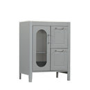 24' Bathroom Vanity with Sink, Bathroom Vanity Cabinet with Two Drawers and Door, Adjustable Shelf, Solid Wood and MDF, Grey (Old Sku:WF309411AAE)