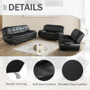3 Piece Faux Leather Sofa Set For Living Room Black 3 Seater Sofa Loveseat Armchair