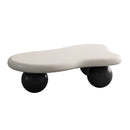 47 Inch Cloud Shaped Coffee Table with 3 Ball Legs for Living Room, White Top Black Legs
