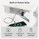 47 Inch White L Shaped Desk With LED Power Drawer Unit