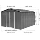 Metal outdoor storage sheds 10ftx12ft , Grey