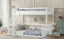 Twin XL over Queen Bunk Bed with Ladder and Guardrails, White