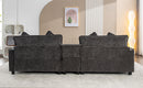 Modern Chenille Upholstered Sectional Sofa with Ottomans, USB Ports, Cup Holders, and Storage in Grey