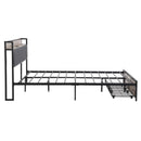 Modern Bed Frame With LED Lights, Upholstered Headboard, USB Charging