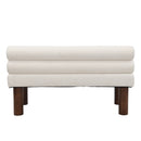 Upholstered Dining Bench, End of Bed, Entryway Bench, Boucle Ottoman for Dining Room, Bedroom, Living Room, Rubber Wood Leg 330 LBS Support, Beige