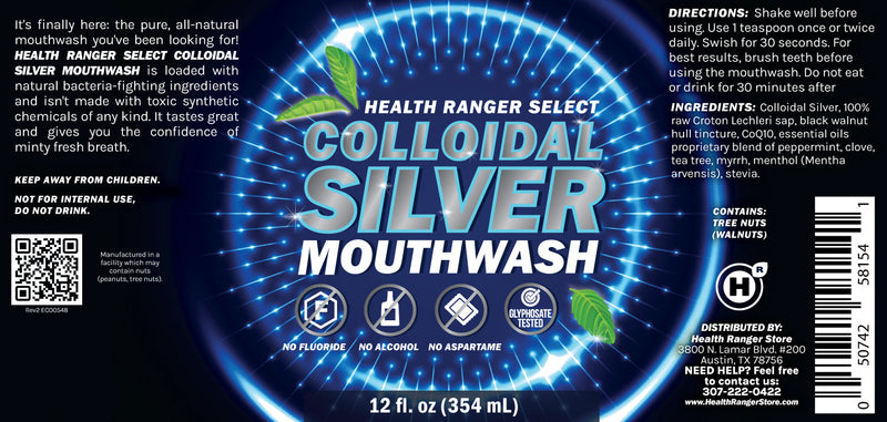 Colloidal Silver Mouthwash (Alcohol Free) 12oz (354ml)