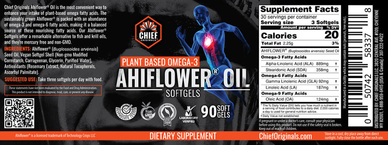 Ahiflower Oil 90 Softgels - Plant-Based Omega 3-6-9