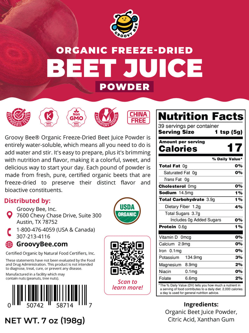 Organic Freeze-Dried Beet Juice Powder 7oz (198g)