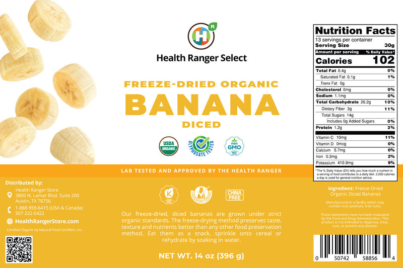 Freeze-Dried Organic Banana 14oz (396g)