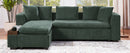 Elegant Chenille L-Shaped Sofa with Wooden Storage Compartment, Green, 93.7 Inches
