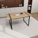 59' MDF light wood dining table and modern dining chair 4-piece set, medieval wooden kitchen dining table set, rectangular metal base, dining table and suede chair