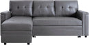 L Shaped Sectional Sleeper Sofa With USB Ports Gray Leather