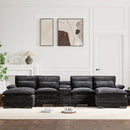 123*55'Modern U-shaped Sectional Sofa with Console,Cup Holders and USB Charger,6 Seat Upholstered Symmetrical Indoor Furniture,Comfy Chenille Cloud Couch with Chaise for Living Room,Apartment,5 Colors