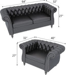 Sectional PU Leather Modular Sofa Couches, Black Tufted Cushions
