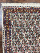 Persian Rug 4x6, Mashad Kashmar Rug, Boteh Paisley Design, Allover Repeated Pattern, Ivory Hand Knotted Vintage Semi Antique Persian Oriental Carpet