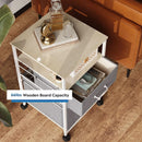 2 Drawer Mobile File Cabinet Rolling Printer Stand With Open Storage Shelf Light Grey