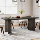 63 Inch Dark Gray Dining Table Farmhouse Rectangular