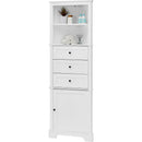 White Triangle Tall Cabinet with 3 Drawers and Adjustable Shelves for Bathroom, Kitchen or Living Room, MDF Board with Painted Finish