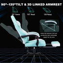 Ergonomic Video Gamer Chairs,Computer Gaming Chairs with Massage Lumbar Support and footrest,Racing Style Computer Chair Adjustable Headrest for Adults,GREEN