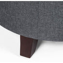 Gray Fabric Round Storage Ottoman With Button Tufting