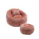 COOLMORE Modern Extra Large Round Bean Bag Chair with Footrest for Living Room, Chenille Fabric Lazy Sofa with Pillow for Adults, Teenagers,Child, Suitable for Bedroom, Dormitory, Study Room