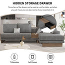 114" L-shaped Sofa Sectional Sofa with Two USB Ports and Two Power Sockets, a Storage Drawer and a Reversible Chaise Lounge for Living Room, Grey