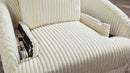 White Modern Swivel Glider Recliner With Hidden Storage