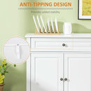 White Sideboard Buffet Cabinet With 2 Drawers And Shelves