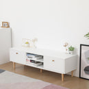 Elegant and Functional 2 Drawer TV Cabinet with Solid Wood Legs - 56 * 15 * 17 Inches
