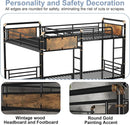 Quad Bunk Bed Twin Size Metal With Ladders Detachable Black