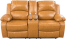 Leather Manual Recliner Sofa Set Ginger 3Piece Living Room